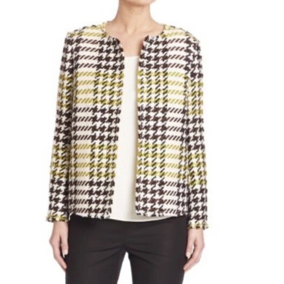 Lafayette 148 New York Windsor plaid tweed Houndstooth jacket wool mohair. 12 - Picture 1 of 7